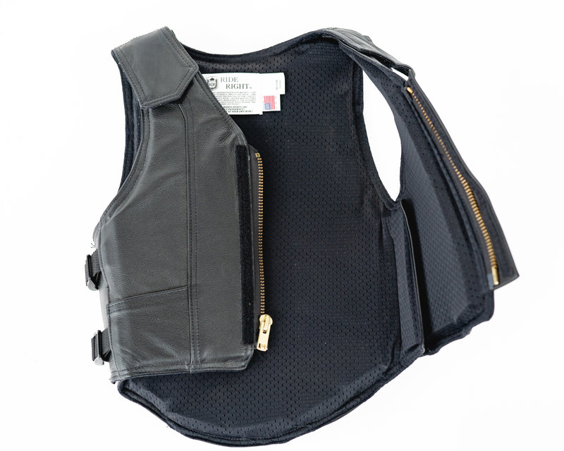 Load image into Gallery viewer, Ride Right 1200 Series Youth Rodeo Vest - Black Leather Open

