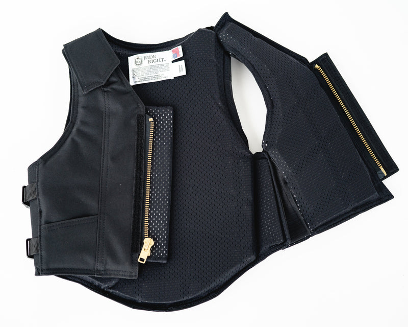 Load image into Gallery viewer, Ride Right 1200 Series Youth Rodeo Vest - Black Polyduct Open
