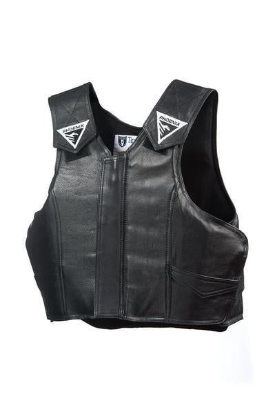 Load image into Gallery viewer, Black Leather 2030 Phoenix Pro Max Youth Rodeo Vest
