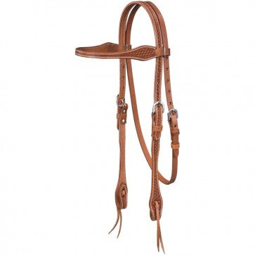 Royal King Basket Stamped Cowhide Tapered Browband Headstall