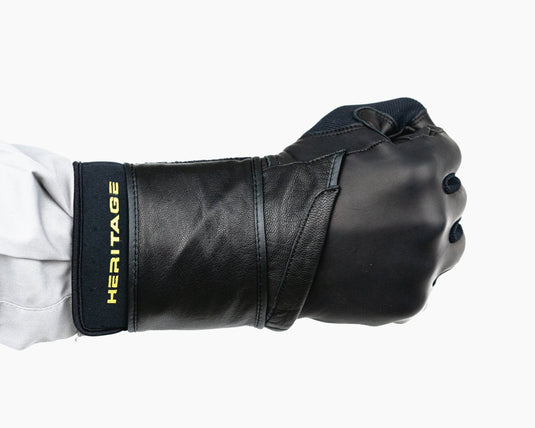 Heritage Adult Wrist Wrap Bull Riding Glove in a Fist Back View