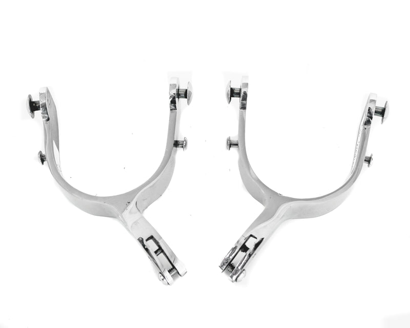 Load image into Gallery viewer, Stainless Steel Bull Riding Spurs with Drop Shank
