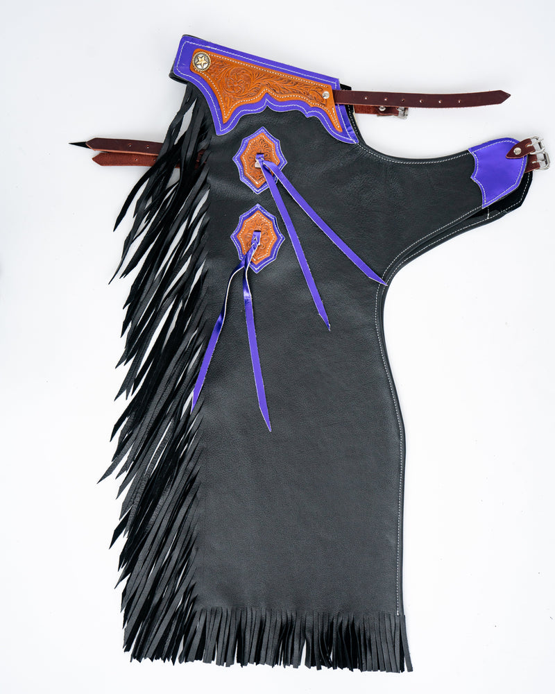 Load image into Gallery viewer, Youth Rodeo Chaps with No Leg Design Purple
