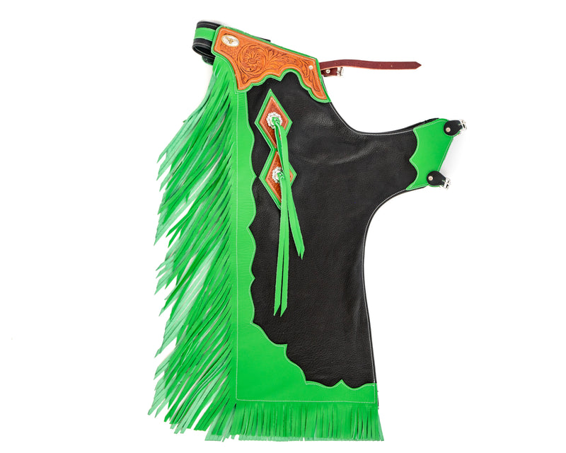 Load image into Gallery viewer, Beastmaster Junior Rodeo Chaps with Leg Design - Green
