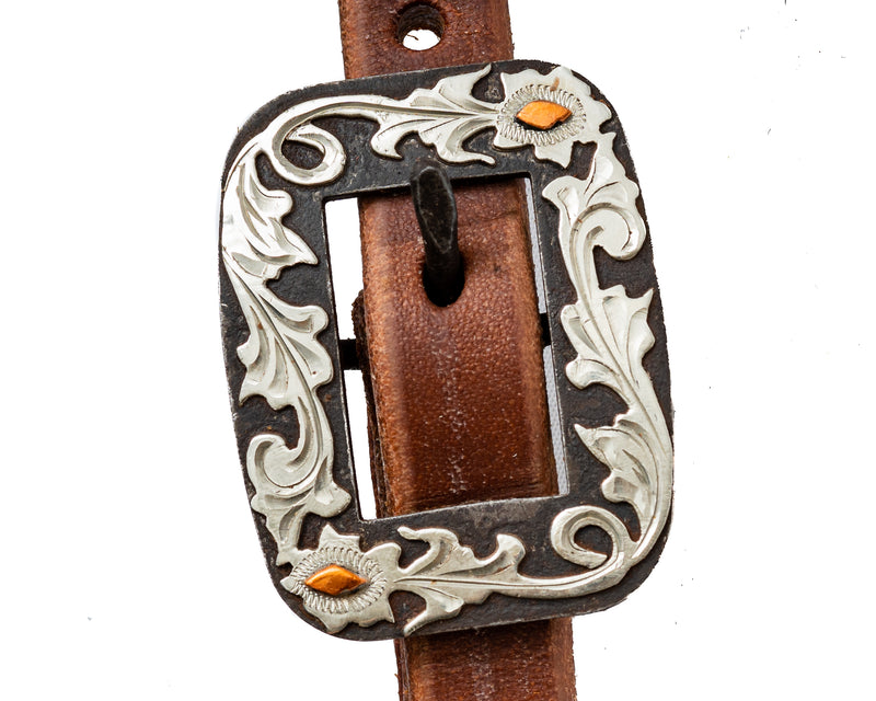 Load image into Gallery viewer, Cowperson Tack Headstall w/Floral Square Buckle
