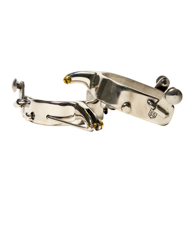 Slingin Shanks Stainless Saddle Bronc Spurs w/ Rein Bar