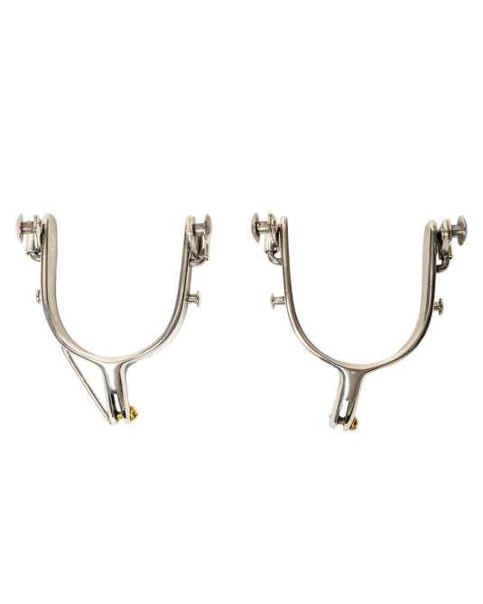 Slingin Shanks Stainless Saddle Bronc Spurs w/ Rein Bar