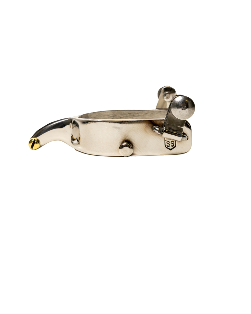 Load image into Gallery viewer, Slingin Shanks Stainless Saddle Bronc Spurs
