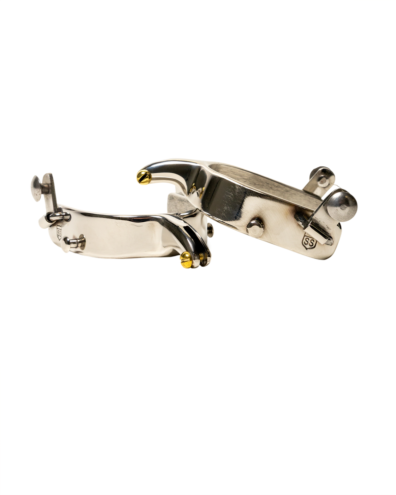 Load image into Gallery viewer, Slingin Shanks Stainless Saddle Bronc Spurs
