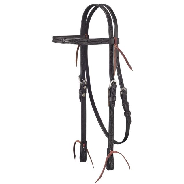 Load image into Gallery viewer, Tough1® Barbed Wire Tooled Browband Headstall
