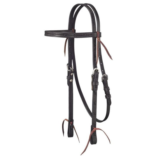 Tough1® Barbed Wire Tooled Browband Headstall