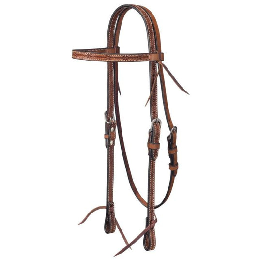 Tough1® Barbed Wire Tooled Browband Headstall
