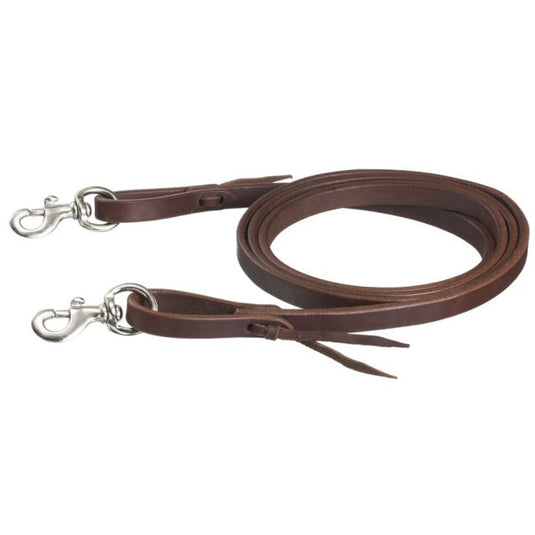 Tough1® Harness Leather Roping Reins with Chrome Snaps