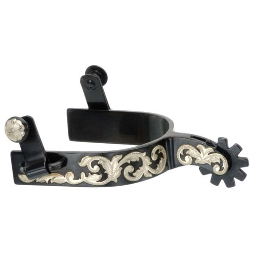 Tough1®  Spurs with Silver Floral Overlay