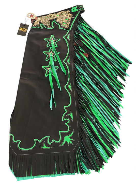 Adult Stock Chaps - Black & Green