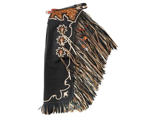 Adult Stock Chaps - Black & Platinum