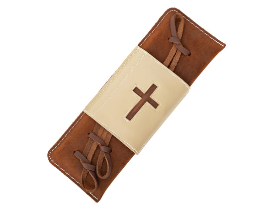 Pro Leather Covered Bull Rope Pad with Cross Inlay - Brown & Tan ...