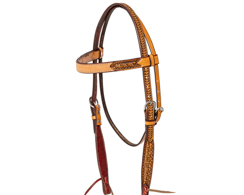 Beastmaster Brow Band Roughout Tooled Ends Headstall