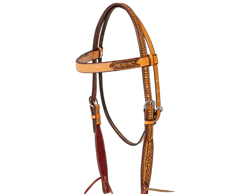 Load image into Gallery viewer, Beastmaster Brow Band Roughout Tooled Ends Headstall
