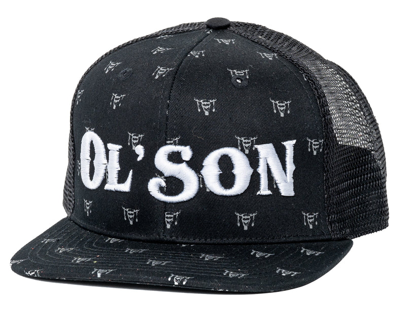 Load image into Gallery viewer, Ol&#39; Son Black Mesh Skull Print Flatbill
