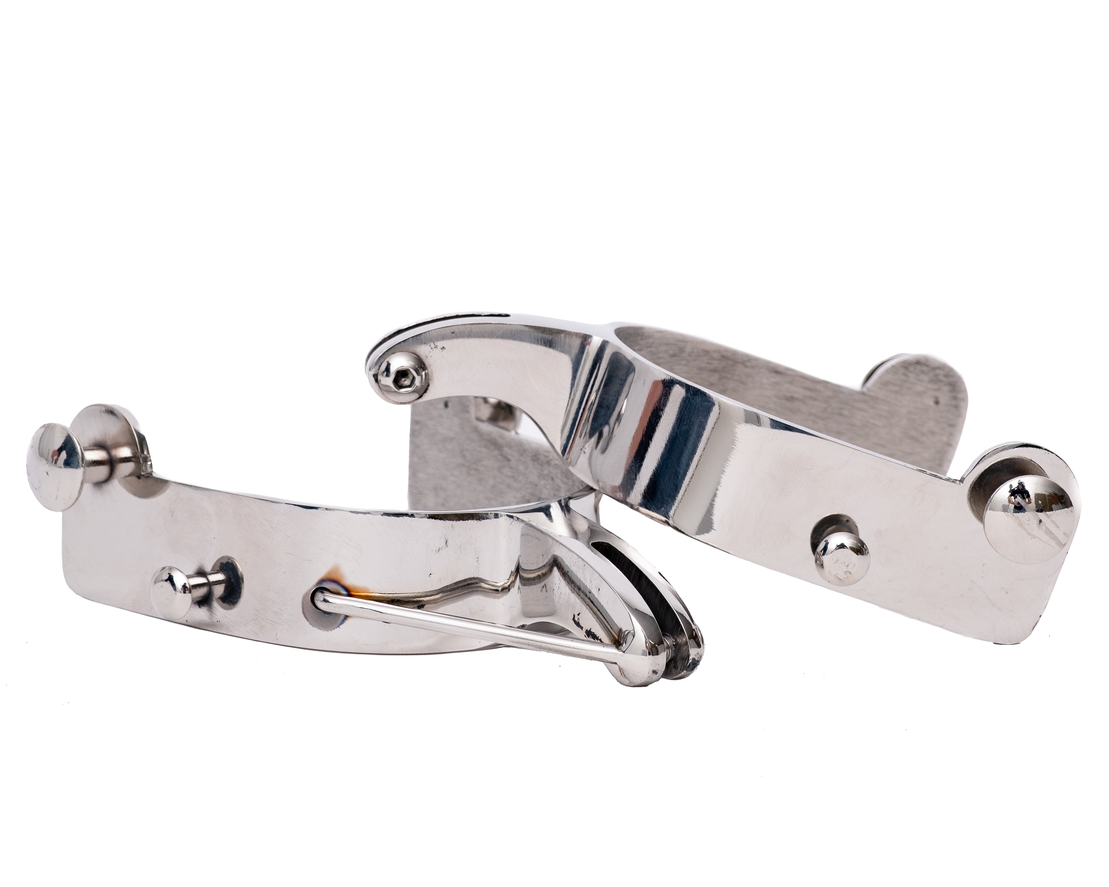 Beastmaster Stainless Saddle Bronc Spurs w/Rein Bar – Rodeo Mart