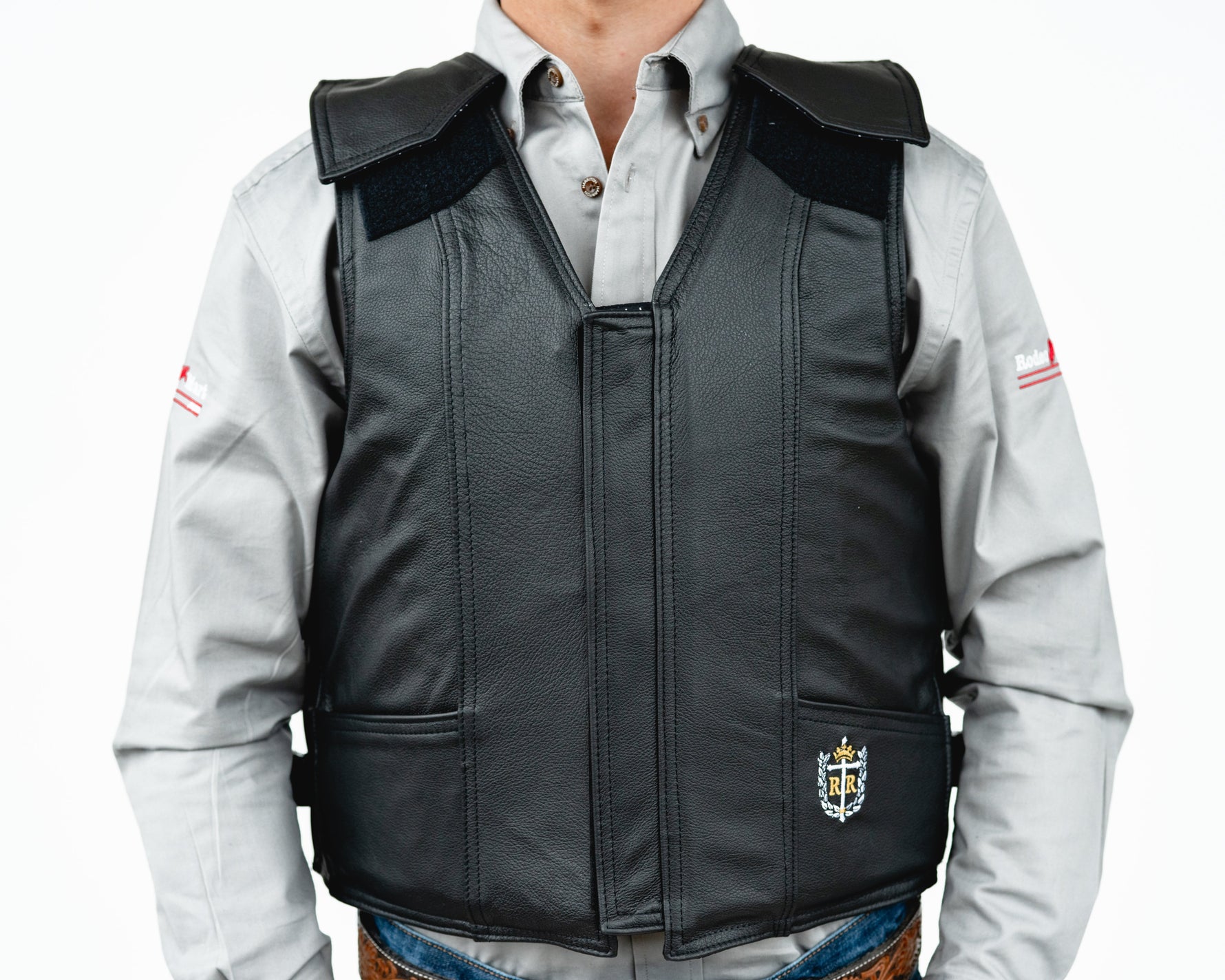 Vest Ridning Ride Right 1200 Series Leather Bull Riding Vest – Rodeo Mart
