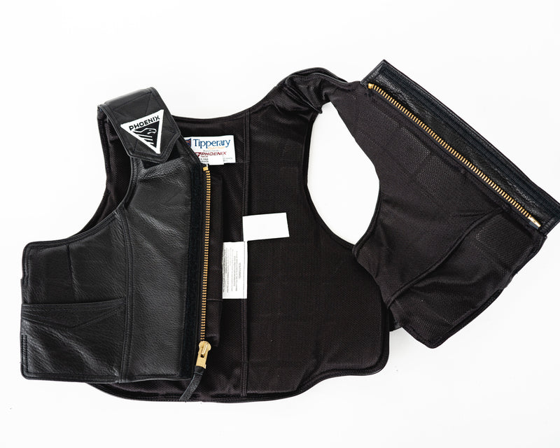 Load image into Gallery viewer, 2030 Phoenix Pro Max Youth Rodeo Vest in Leather Open
