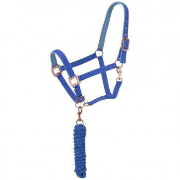 Tough1® Padded Horse Halter with Antique Hardware Lead Rope