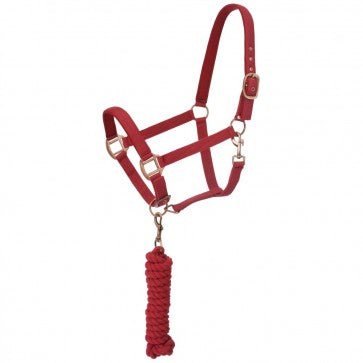 Load image into Gallery viewer, Tough1® Padded Horse Halter with Antique Hardware Lead Rope
