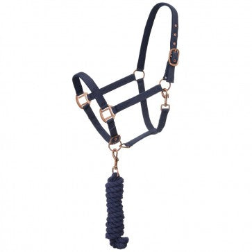 Load image into Gallery viewer, Tough1® Padded Horse Halter with Antique Hardware Lead Rope
