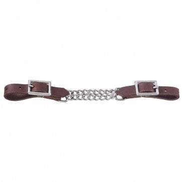 Tough1® Harness Leather Curb Strap with Double Chain