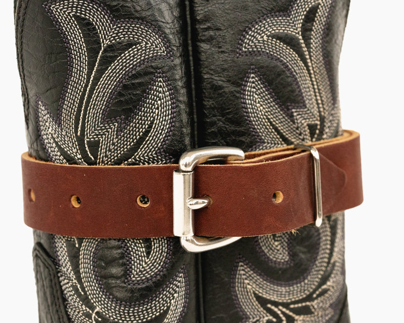 Leather boots sales with straps