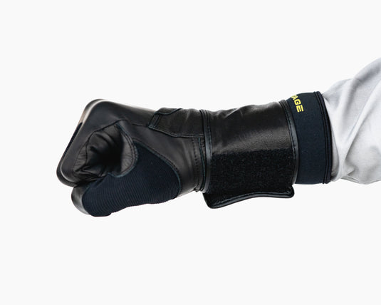 Heritage Adult Wrist Wrap Bull Riding Glove in a Fist Side View
