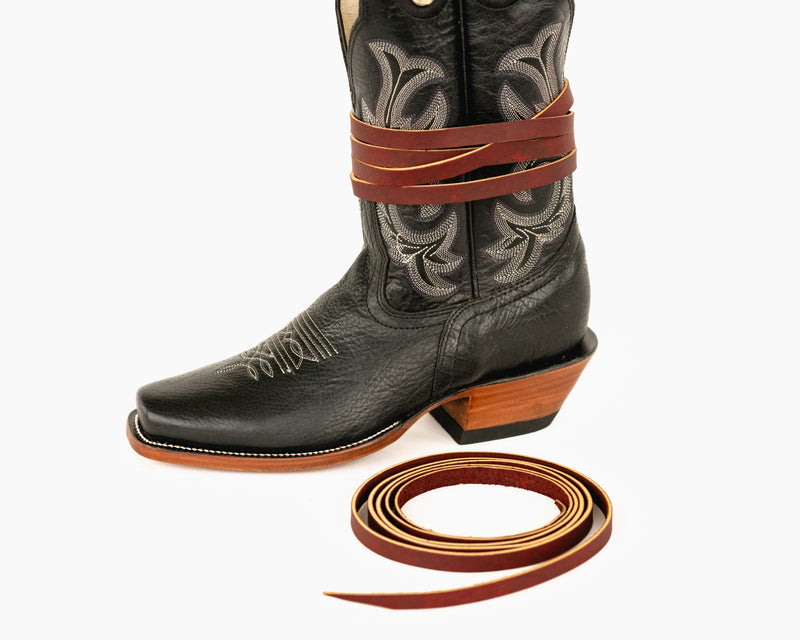 Load image into Gallery viewer, Leather Boot Tie 90 inch on boot
