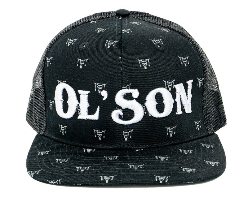 Load image into Gallery viewer, Ol&#39; Son Black Mesh Skull Print Flatbill
