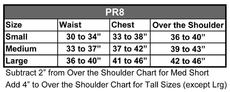 Load image into Gallery viewer, PR8 Vest Sizing Chart
