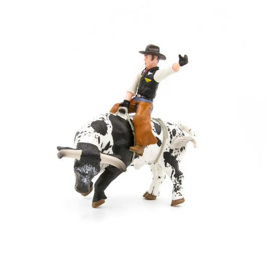 Bucking Bull & Rider Black & White