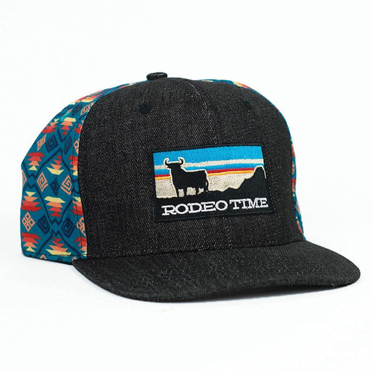 Sunset Santa Fe Back/Black Denim Flatbill