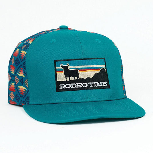 Sunset Santa Fe Black/Teal Flat Bill