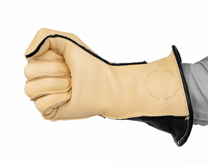 Load image into Gallery viewer, Tiffany Long Cuff Bull Riding Glove in a Fist Front
