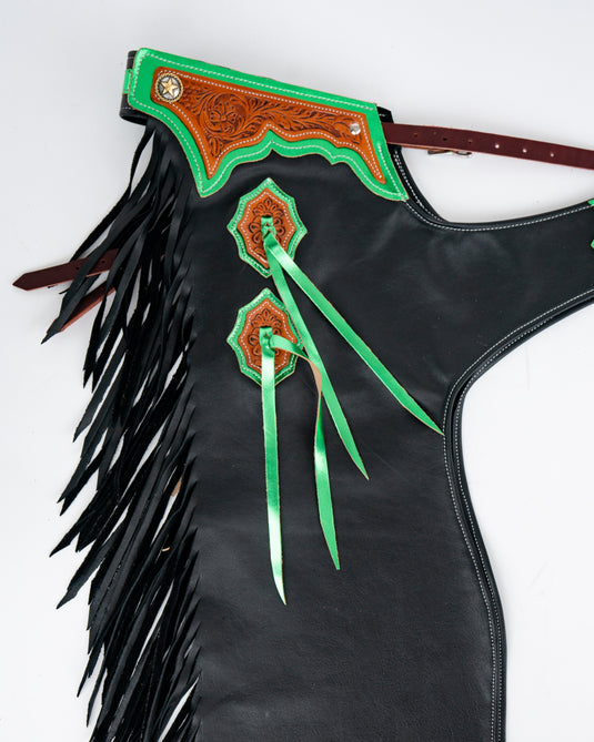 Youth Rodeo Chaps with No Leg Design Green
