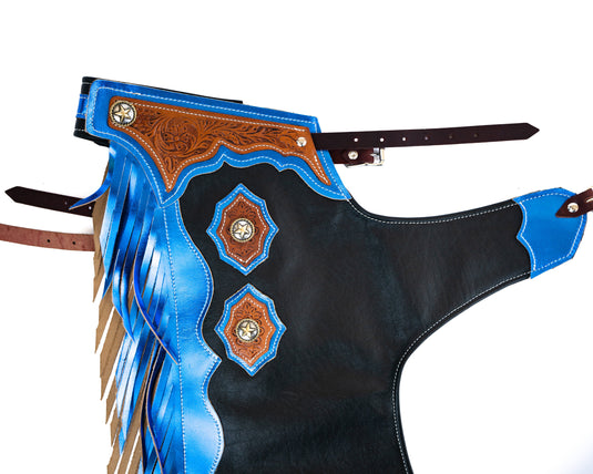 Youth Rodeo Chaps with Leg Design Blue Yolk