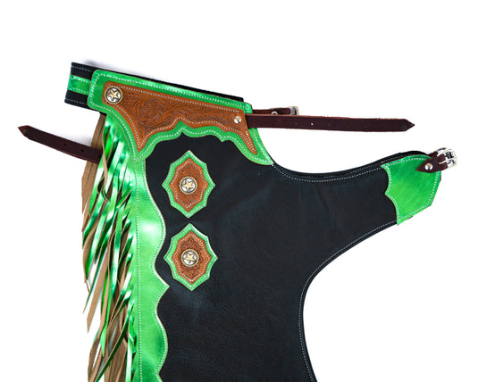 Youth Rodeo Chaps with Leg Design Green Yolk