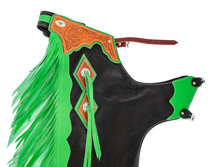 Load image into Gallery viewer, Beastmaster Junior Rodeo Chaps with Leg Design - Green
