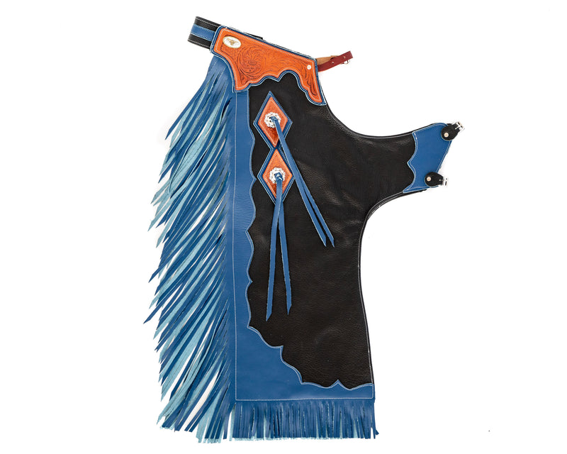 Load image into Gallery viewer, Beastmaster Junior Rodeo Chaps with Leg Design - Royal Blue
