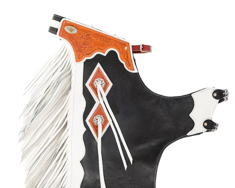Load image into Gallery viewer, Beastmaster Junior Rodeo Chaps with Leg Design - White
