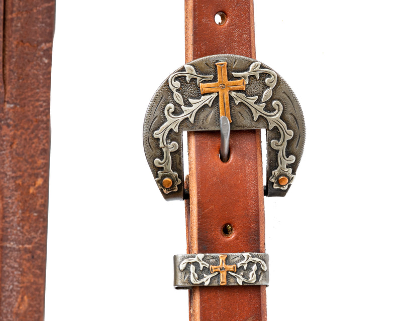 Load image into Gallery viewer, Cowperson Tack Headstall w/Cross Buckle
